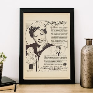 Billie Holiday Concert poster 1947 Symphony Hall Limited Reprint