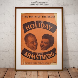 Original Billie Holiday & Louis Armstark 1947 Poster - Limitierter Reprint