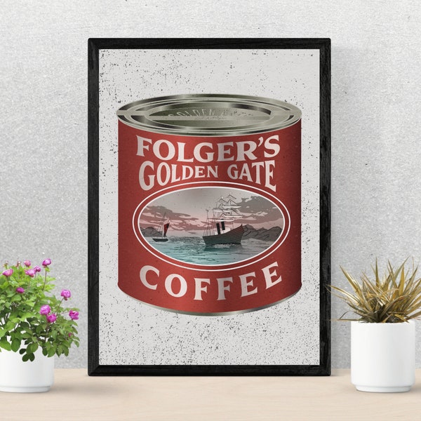 Folger's Coffee Poster (Folger's Golden Gate Coffee) - 1920s Folgers coffee can poster - arte della parete