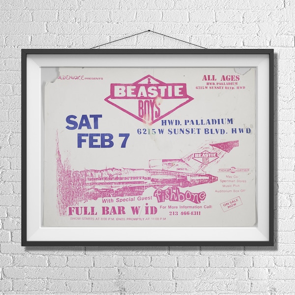Beastie Boys Flyer- License to Ill FEB 7, 1987 Sunset BLVD Poster - Limited Reprint