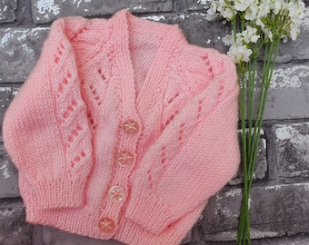 Pink Knitted Baby Cardigan