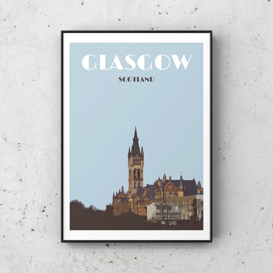 Glasgow Print Glasgow University Print Glasgow Skyline Etsy Canada