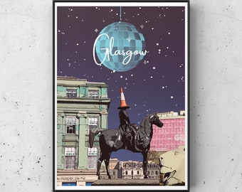 Glasgow print, Glasgow poster, Glasgow art, Glasgow gifts, People Make Glasgow, Duke of Wellington, Glasgow nightlife, Glasgow travel poster