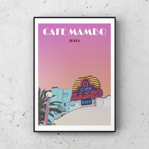 Ibiza print, Cafe Mambo print, Ibiza poster, Ibiza travel poster, Cafe Mambo poster, Ibiza gift, Ibiza souvenir, Ibiza wall art, sunset