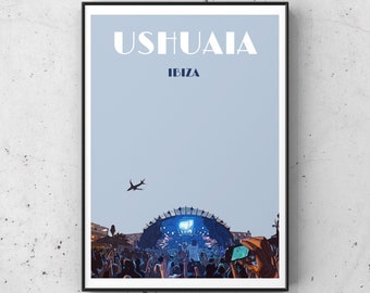 Ibiza print, Ibiza travel poster, Ibiza poster, Ibiza wall art print, Ushuaia Hotel, Ibiza nightclub poster