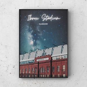Ibrox Stadium wall art, Glasgow rangers wall art, Ibrox stadium print, Ranger FC prints, Ibrox at night print, Rangers FC wall art, A4 A3 A2