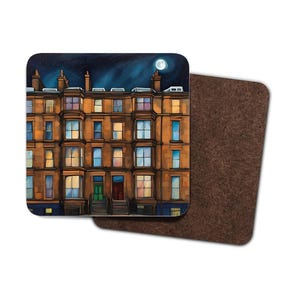 Glasgow Tenement Coasters, Glasgow coaster set, Glasgow gift, Glasgow themed, Glasgow home decor