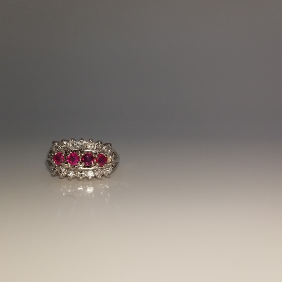 Ruby and diamond triple row ring - image 9