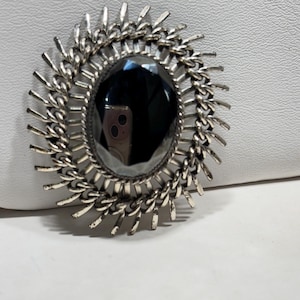 Broche/pendentif vintage Danecraft en argent sterling et hématite