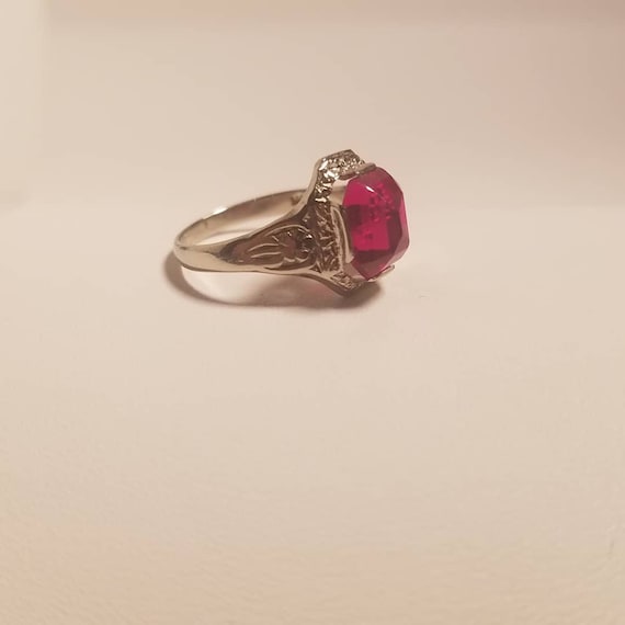 Lab Created Ruby Art Deco Ring - image 7