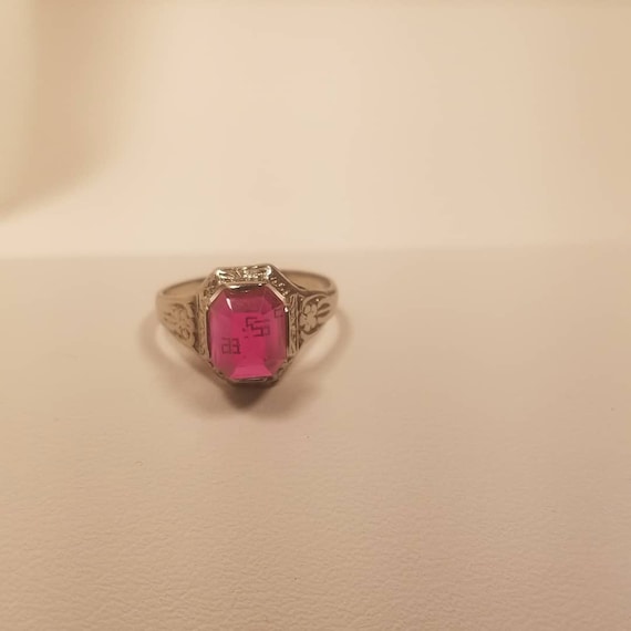 Lab Created Ruby Art Deco Ring - image 4