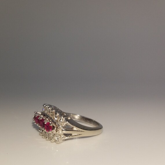 Ruby and diamond triple row ring - image 7