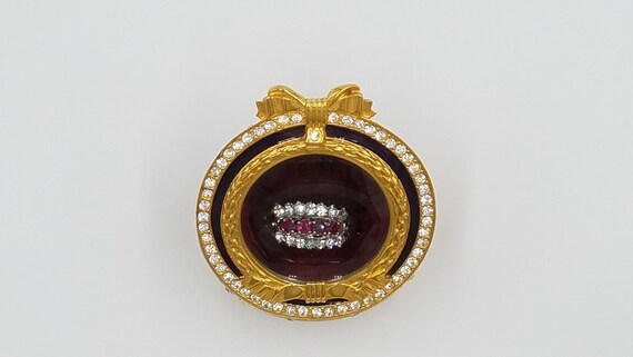 Ruby and diamond triple row ring - image 5