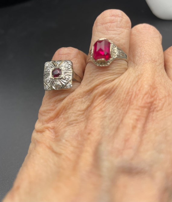 Lab Created Ruby Art Deco Ring - image 10