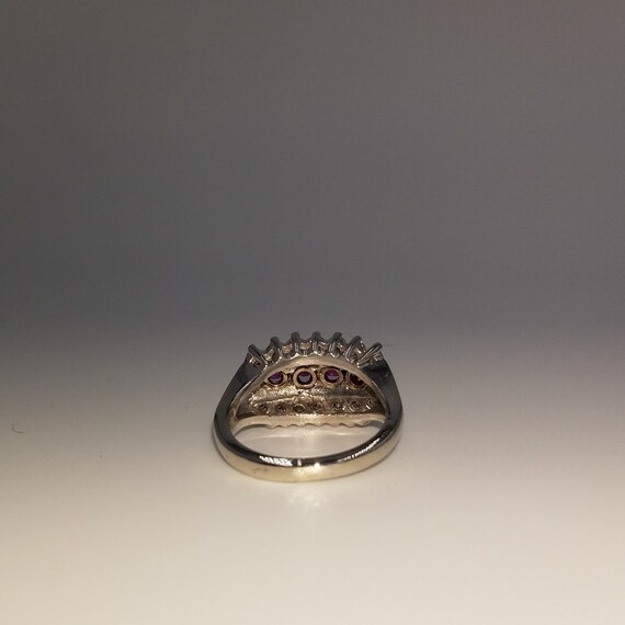 Ruby and diamond triple row ring - image 4