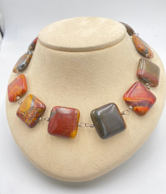 Artisan Crafted Jasper and Silver Necklace
