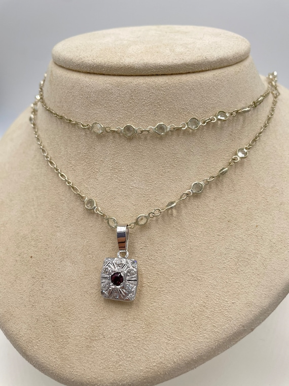 Almandine Garnet and Diamond Pendant