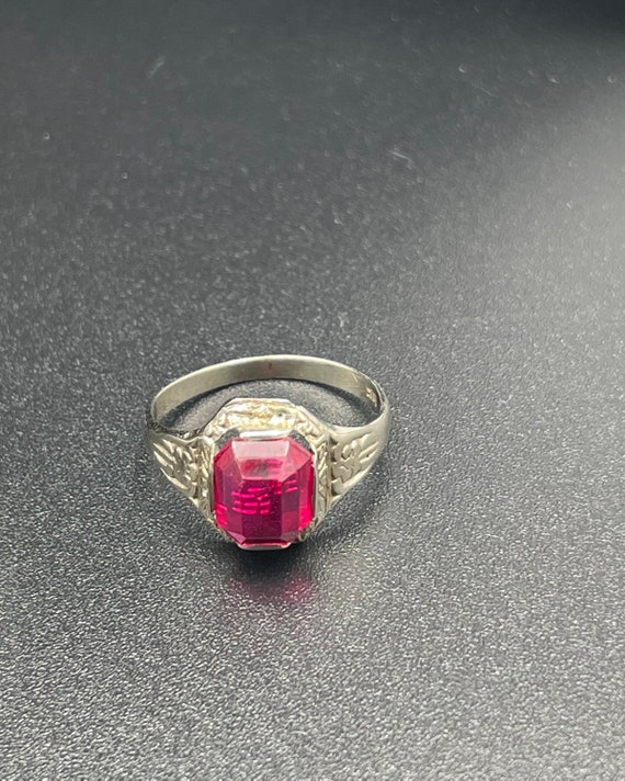 Lab Created Ruby Art Deco Ring - image 8