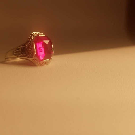 Lab Created Ruby Art Deco Ring - image 6