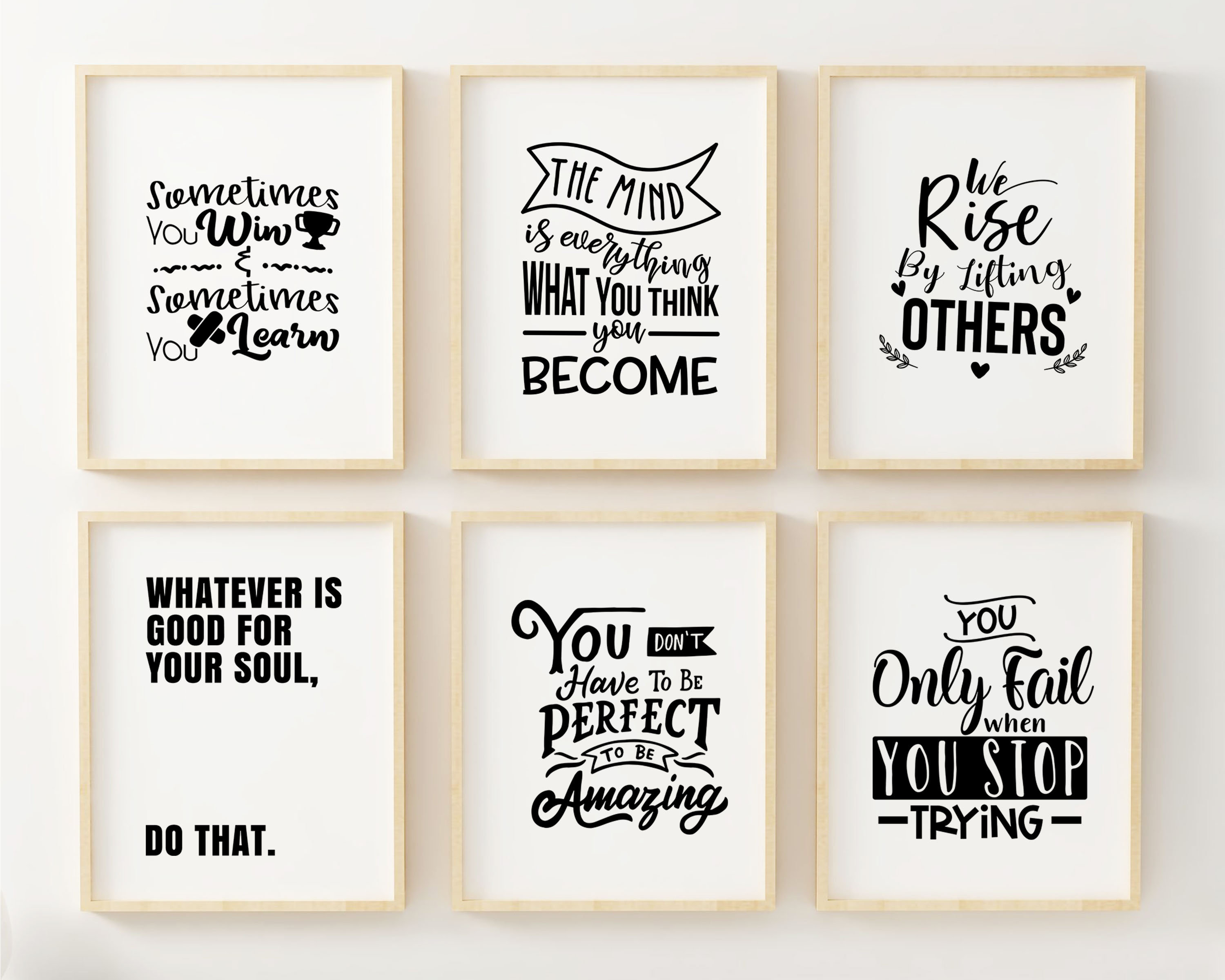 Inspirational Print Set 3 4 or 6 Prints Motivational Quote | Etsy