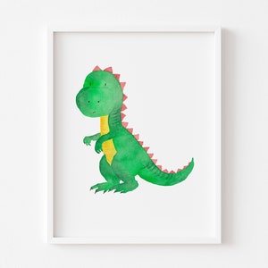 Set of 3 Personalised Nursery Dinosaur Prints, Watercolour Dinosaur Wall Art, Children's Wall Art, Dinosaur Bedroom Print, Nursery Print Set image 4