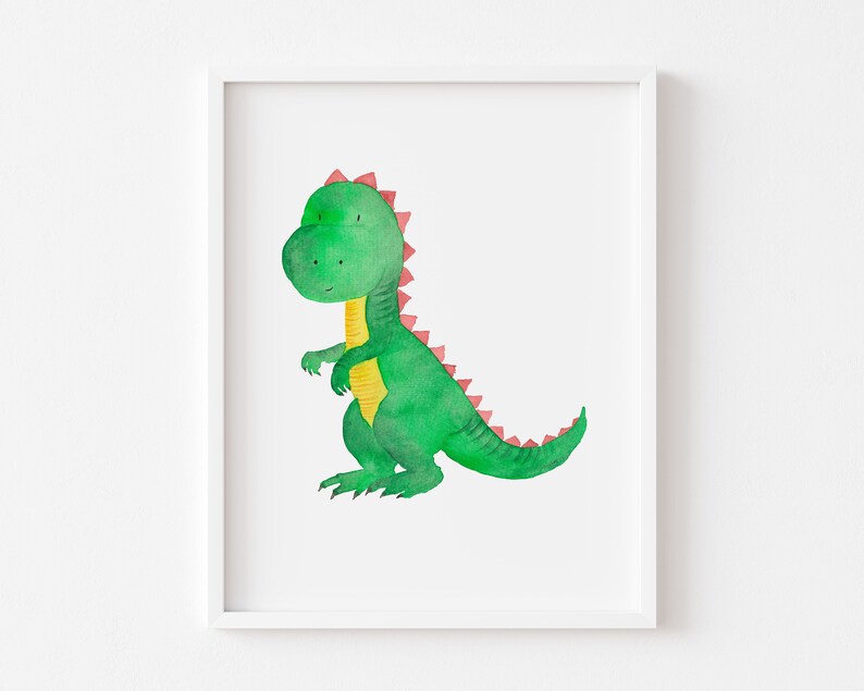 Set of 3 Personalised Nursery Dinosaur Prints, Watercolour Dinosaur Wall Art, Children's Wall Art, Dinosaur Bedroom Print, Nursery Print Set image 4