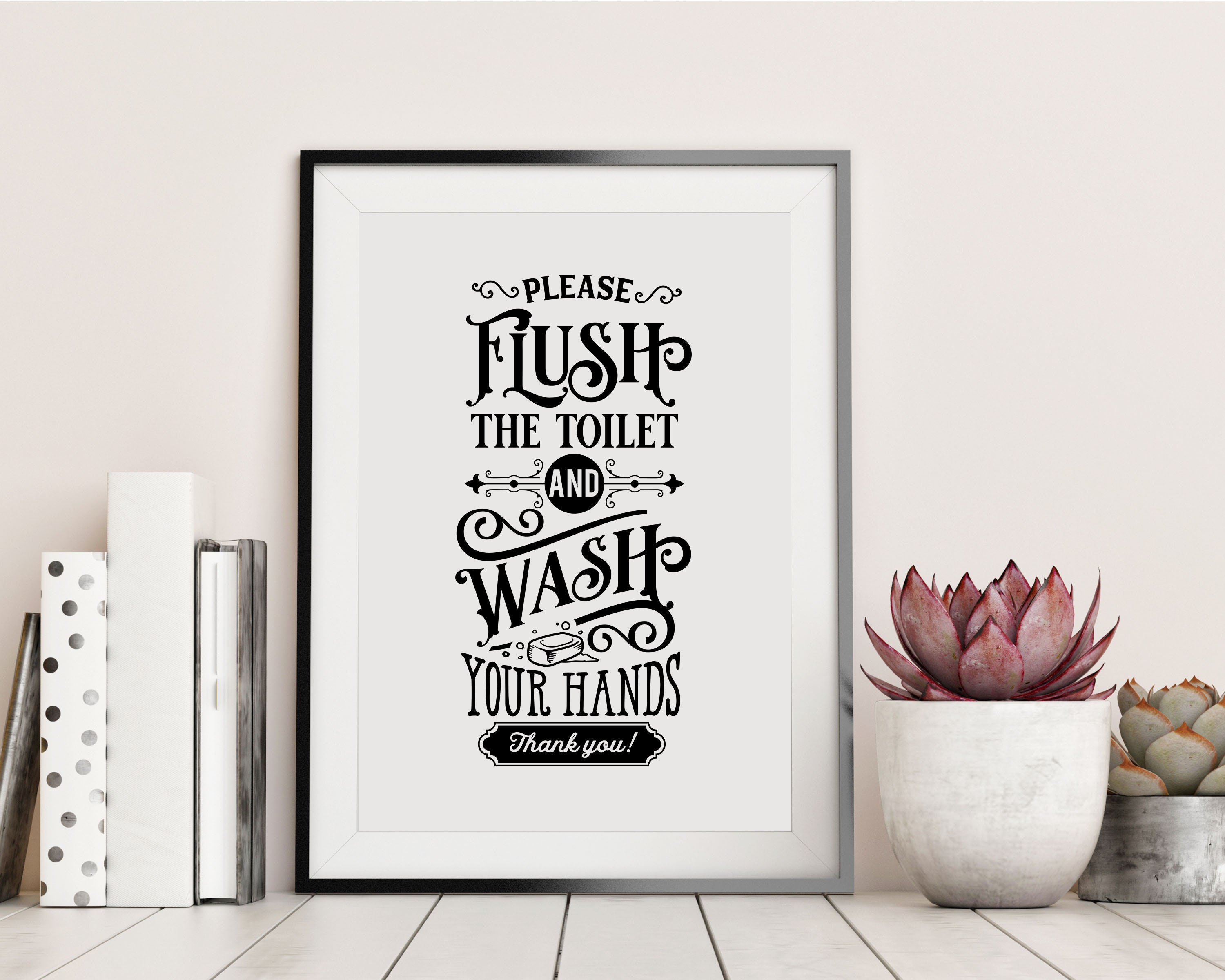 please flush the toilet bathroom quote print bathroom wall