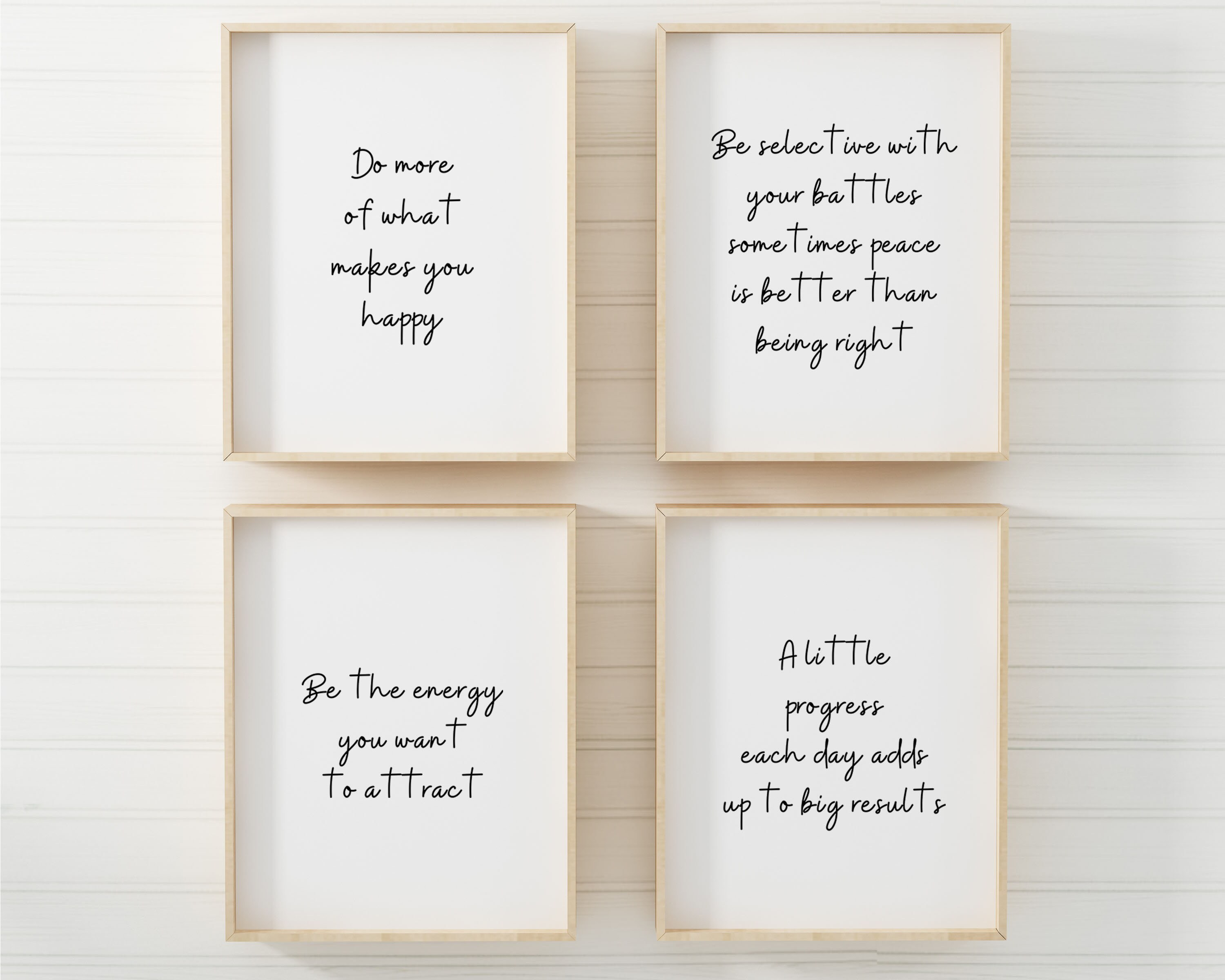 Motivational Quotes Wall Art Set of 4 Positive Quote Prints Etsy