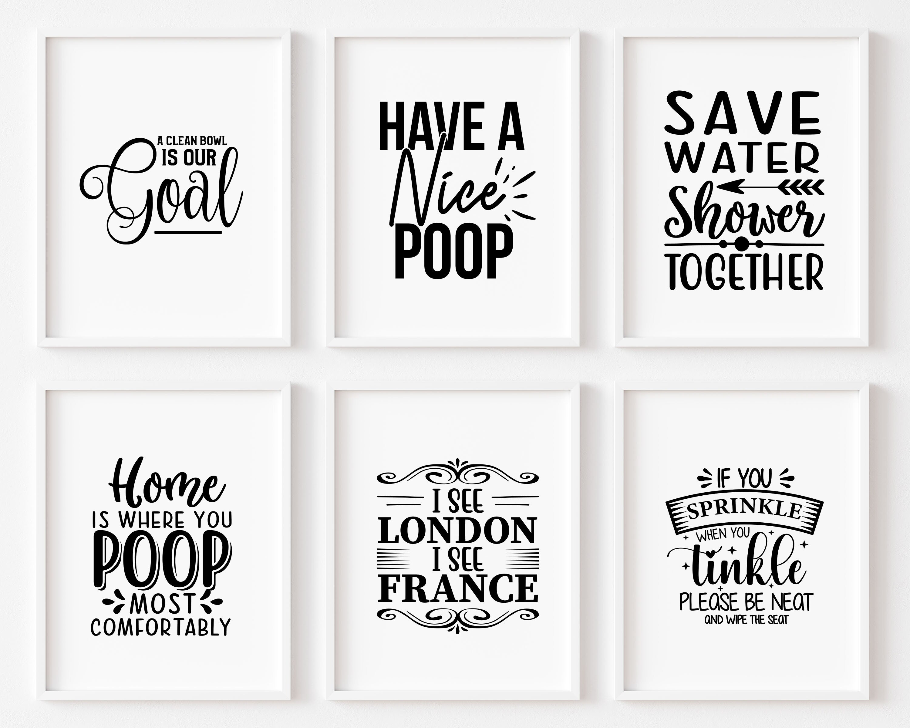 Decoración divertida del baño conjunto de 2 3 o 4 | Etsy