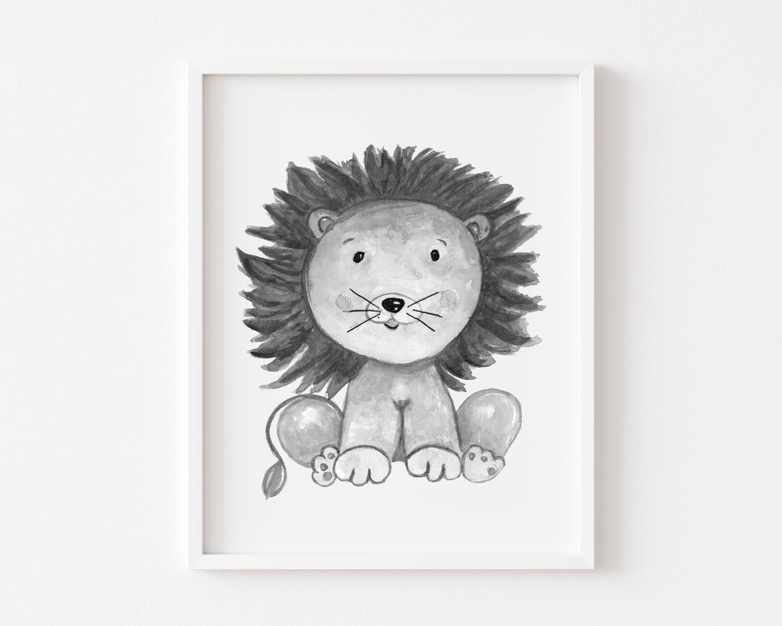 Set of 4 Black & White Nursery Animal Wall Art Prints Etsy