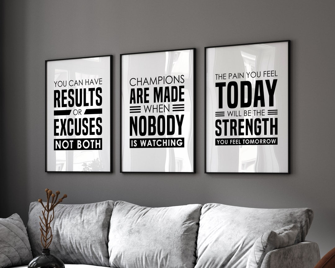 Set of 3 Gym Quotes Printable Wall Art, INSTANT DOWNLOAD - Etsy