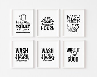 Funny Bathroom Décor, Prints, Bathroom Typography, Funny Wall Art For Bathroom, Wall Art Quotes Home, Bathroom Quote Print