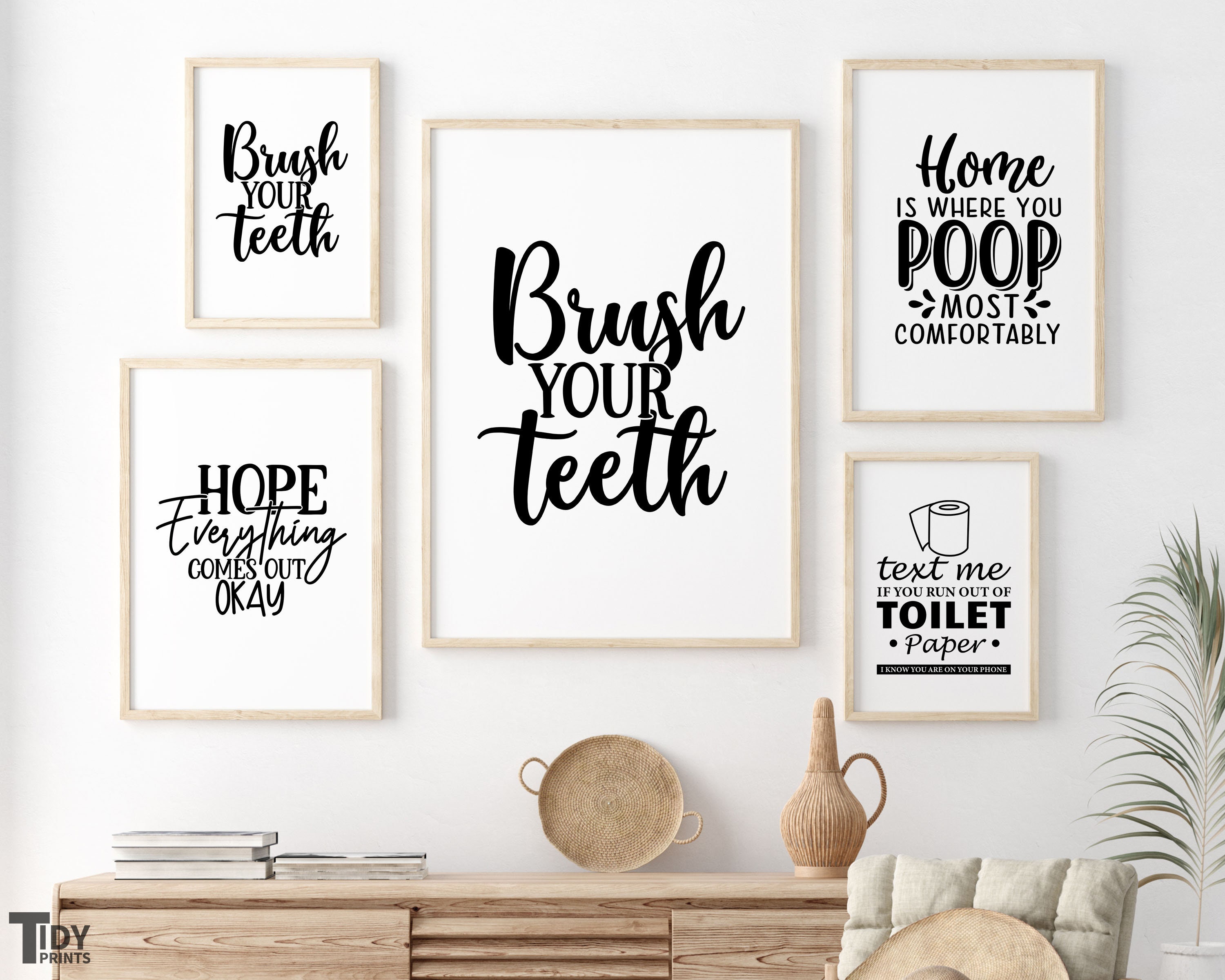 Set van 2 3 of 4 zwartwit badkamer citaten grappige Etsy