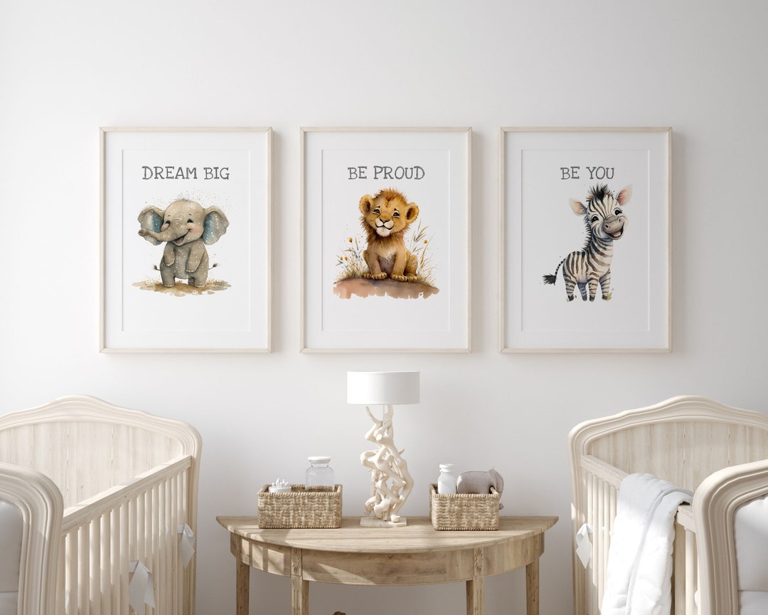 Safari Nursery Animal Print Set Watercolour Safari Wall Art, Children's ...