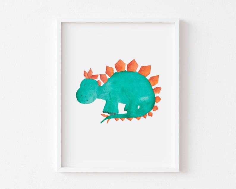 Set of 3 Personalised Nursery Dinosaur Prints, Watercolour Dinosaur Wall Art, Children's Wall Art, Dinosaur Bedroom Print, Nursery Print Set image 7