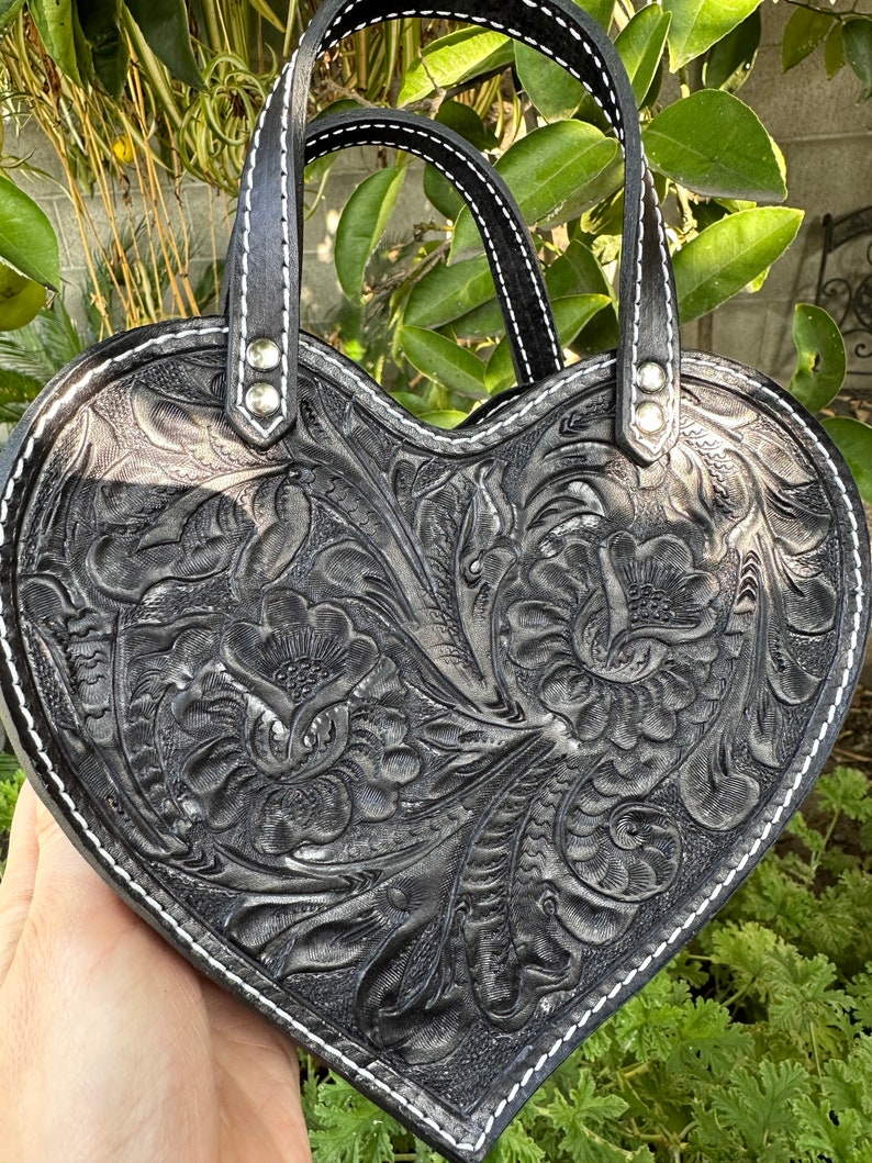 Mini leather heart basket bag image 5