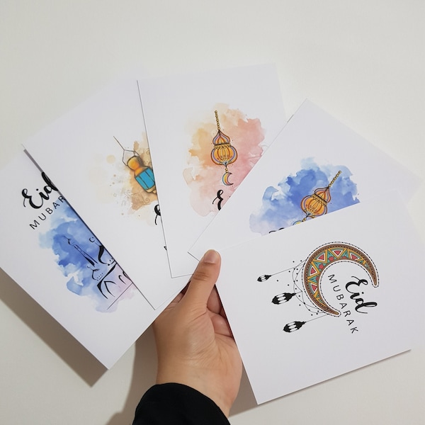 Eid Mubarak Cards including Envelopes Pack of 5 or 10 | Eid Card | Eid Mubarak Greating Cards | Eid Greeting Cards | Set of Eid Cards