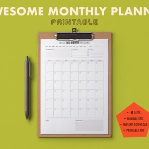 Monthly Planner Printable Simple, Monthly Printable Planner Template ...