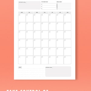 Monthly Planner Printable Simple, Monthly Printable Planner Template ...