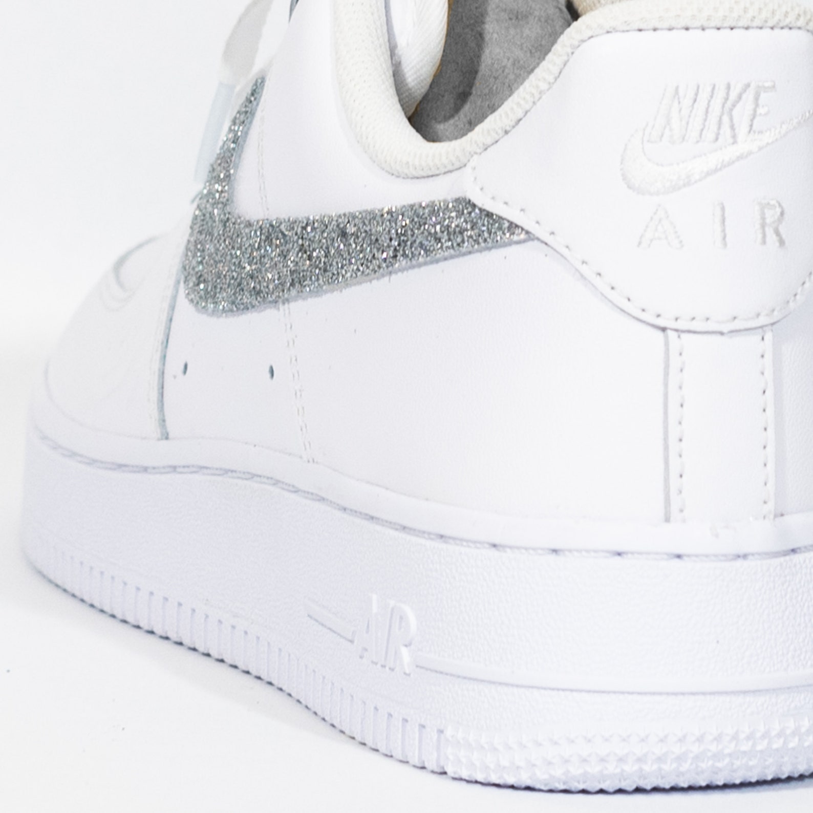 Nike Air Force 1 Custom 'Silver Glitter Shine' Etsy