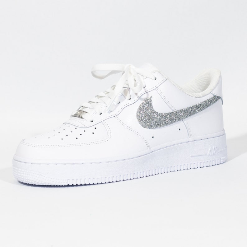 Nike Air Force 1 Custom 'Silver Glitter Shine' Etsy