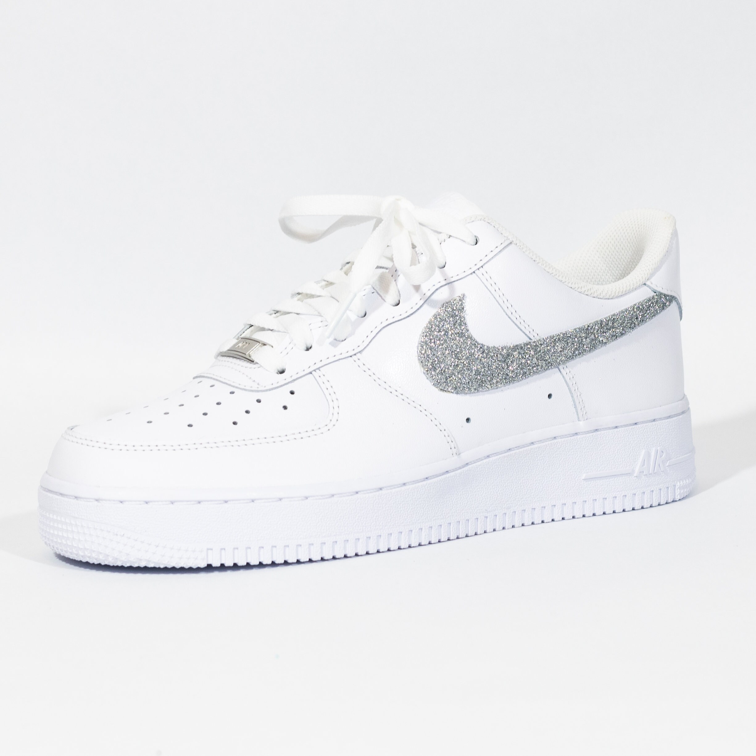 Nike Air Force 1 Custom 'Silver Glitter Shine' Etsy