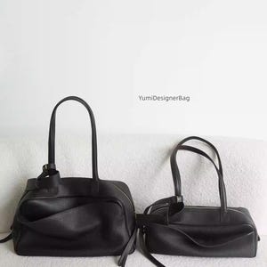 Top Grain Cowhide Leather Top Handle Bag,Designer Ladies Handbag,Women Bowling shoulder purse,Everyday Carry Tote Bag,Gift for Mom image 1