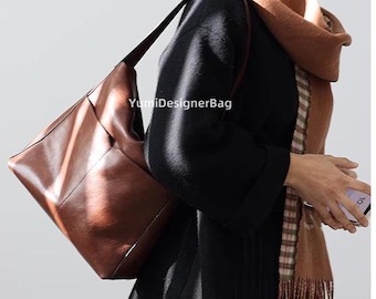Retro Genuine Leather Tote bag:Large Capacity Practical Shoulder Bag Women Luxury Handbag