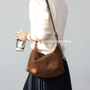 Sac en cuir souple, sac à bandoulière en cuir marron, sac fourre-tout en cuir pour femme, sac à main souple en cuir, sac bandoulière, sac hobo souple et souple pour femme