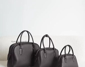 Personalized Full Grain Leather Tote Bag: Soft Tumbled Cowhide Commuter Bag India handbag