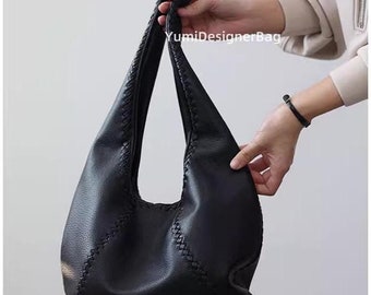 Handmade Slouchy Leather hobo bag:Soft Hand Woven bag,Leather Woven purse,Personalized Valentine&#39;s Gifts
