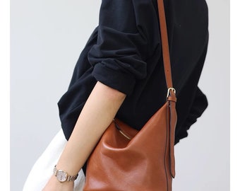 Handcrafted Leather Bucket Bag: Women&#39;s Luxury Designer Bags Cowhide Handbag Crossbody  Bag