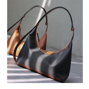 Women Genuine Leather Crossbody Bag:Fashion  Nylon Handbag Luxury Messenger Purses,Underarm Bag