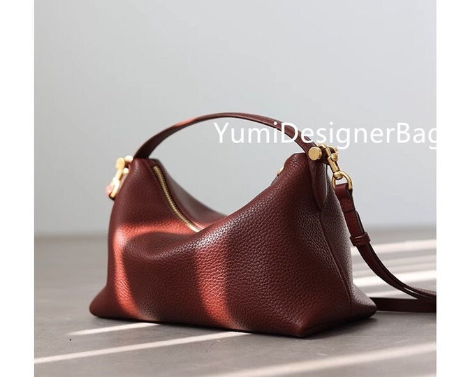 Handmade Top Grain Leather Bag:Personalized Women's Shoulder Bag,Versatile ladies Handbag